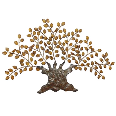 Traditional Metal Tree Indoor Outdoor Wall Decor With Leaves Brown - Olivia & May 6 Traditional Metal Tree Indoor Outdoor Wall Decor With Leaves Brown - Olivia & May - Image 6