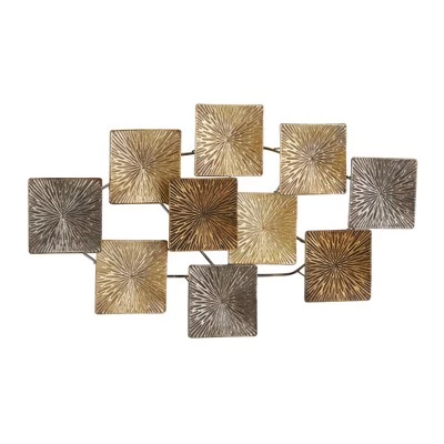 Metal Sunburst Carved Wall Decor Gold - Olivia & May 2 Metal Sunburst Carved Wall Decor Gold - Olivia & May - Image 2
