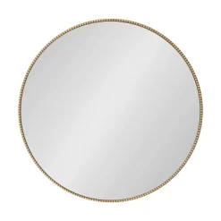 28" X 28" Gwendolyn Round Beaded Accent Wall Mirror Gold - Kate & Laurel All Things Decor
