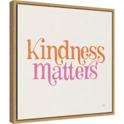 16" X 16" Kindness Matters By Laura Marshall Framed Canvas Wall Art Light Brown - Amanti Art