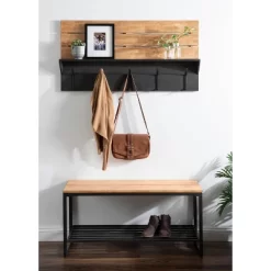 42" X 22" Samuels Decorative Wall Shelf With Hooks Rustic Brown/Black - Kate & Laurel All Things Decor -Northlight Store GUEST d64e9c4d c221 464f b38f 6638939b94b5