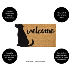 Evergreen Dog Welcome Shaped Indoor Outdoor Natural Coir Doormat 1'4"x2'4" Brown -Northlight Store GUEST d6a8b01b 3660 4b41 bedc 691877977e0f