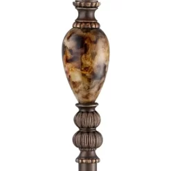 Kathy Ireland Vintage Swing Arm Floor Lamp 61" Tall Bronze Marble Font Faux Silk Shade For Living Room Reading House Bedroom Home -Northlight Store GUEST d6c6169e 6587 4937 ae92 3d9a4e792461