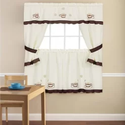 GoodGram Cuppa Joe Complete Cottage Kitchen Curtain Tier & Valance Set
