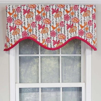 RLF Home Merangerie Window Treatment Ruffled Cornice Premium Quality Valance 3" Rod Pocket 50" X 17" Sherbert Red 1 RLF Home Merangerie Window Treatment Ruffled Cornice Premium Quality Valance 3" Rod Pocket 50" X 17" Sherbert Red