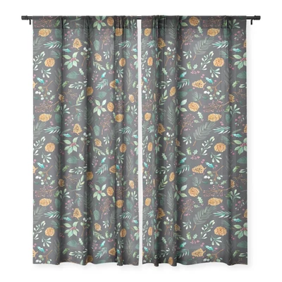 Ninola Design Christmas Botanical Charcoal Single Panel Sheer Window Curtain - Society6 2 Ninola Design Christmas Botanical Charcoal Single Panel Sheer Window Curtain - Society6 - Image 2