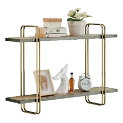 32.3" X 22" 2 Tier Metal And Wood Hanging Bracket Wall Mounted Shelf Gold - Danya B. -Northlight Store GUEST d97ed354 75ca 46bd 976c 517b84936835