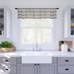 14"x52" Twill Striped Anti Dust Sheer Cafe Window Valance - Clean Window -Northlight Store GUEST dcff7264 17ff 4f27 a1d0 3b6f1fd43f3c
