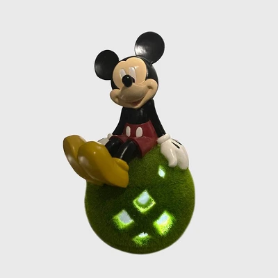 Disney 10" Stone Mickey Mouse Sitting On Flocked Ball Garden Statue 1 Disney 10" Stone Mickey Mouse Sitting On Flocked Ball Garden Statue