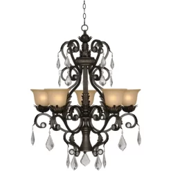 Kathy Ireland French Bronze Chandelier 31" Wide Rustic Crystal Amber Bell Glass 5-Light Fixture For Dining Room House Home Kitchen -Northlight Store GUEST df5c9972 ecdd 4a5c 9db4 1027c0a5a40c