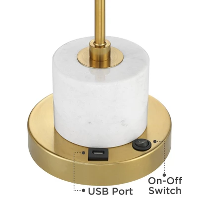 Possini Euro Design Barclay Modern Desk Lamp 23" High Warm Gold With USB Charging Port Frosted Glass Shade For Bedroom Living Room Bedside Office Kids 4 Possini Euro Design Barclay Modern Desk Lamp 23" High Warm Gold With USB Charging Port Frosted Glass Shade For Bedroom Living Room Bedside Office Kids - Image 4