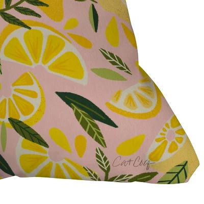 16"x16" Cat Coquillette Lemon Blooms Square Throw Pillow Pink - Deny Designs 2 16"x16" Cat Coquillette Lemon Blooms Square Throw Pillow Pink - Deny Designs - Image 2