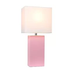 21" Monaco Avenue Modern Leather Table Lamp Pink - Elegant Designs