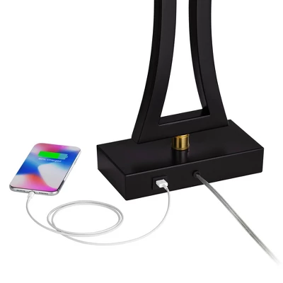 360 Lighting Roxie Modern Table Lamps 31" Tall Set Of 2 Black Metal With USB Charging Port White Rectangular Shade For Bedroom Living Room Bedside 3 360 Lighting Roxie Modern Table Lamps 31" Tall Set Of 2 Black Metal With USB Charging Port White Rectangular Shade For Bedroom Living Room Bedside - Image 3