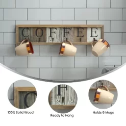 Emma And Oliver Distressed Rustic Coffee Sign With 6 Sturdy Metal Hooks To Accommodate Most Mug Sizes -Northlight Store GUEST e4e594a4 4173 4234 a025 77856cd539ed