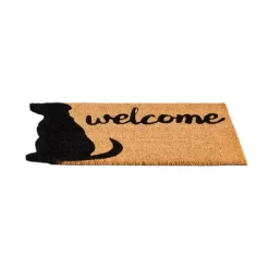 Evergreen Dog Welcome Shaped Indoor Outdoor Natural Coir Doormat 1'4"x2'4" Brown
