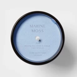 Colored Vase Glass With Dustcover Marine Moss Candle Blue - Threshold™ -Northlight Store GUEST e5035607 20cd 4e66 bc9b 502503c48b69