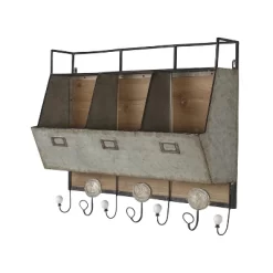 Wall Shelf Tin With 3 Hooks - Gray 7 Wall Shelf Tin With 3 Hooks - Gray -Northlight Store GUEST e617ebdc 1100 4289 b843 9685ecd0769b