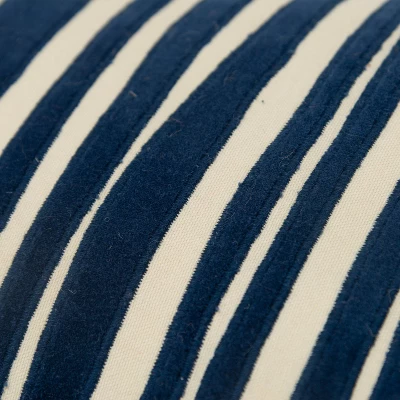 14"x26" Oversized Striped Design Poly Filled Lumbar Throw Pillow Dark Blue - Rizzy Home 3 14"x26" Oversized Striped Design Poly Filled Lumbar Throw Pillow Dark Blue - Rizzy Home - Image 3