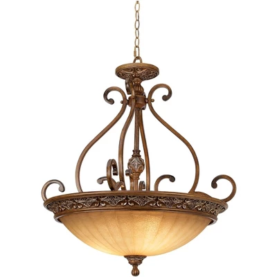 Kathy Ireland Sterling Estate Golden Bronze Pendant Chandelier 26 1/2" Wide Rustic Champagne Bowl Shade 3-Light Fixture For Dining Room Kitchen Island 4 Kathy Ireland Sterling Estate Golden Bronze Pendant Chandelier 26 1/2" Wide Rustic Champagne Bowl Shade 3-Light Fixture For Dining Room Kitchen Island - Image 4