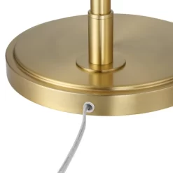 Possini Euro Design Modern Arc Floor Lamp Standing 62 1/2" Tall Warm Gold Offset Arm White Linen Drum Shade For Living Room Reading Family Bedroom -Northlight Store GUEST e9d9a70f 382b 47da 8121 786292511eea