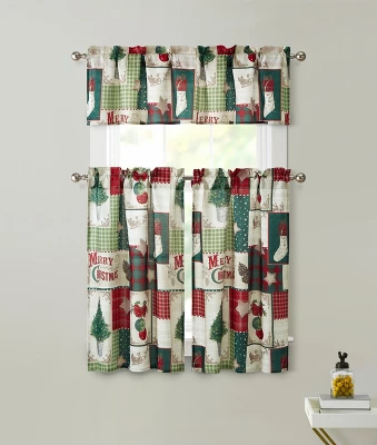 Kate Aurora Holiday Living Merry Christmas Kitchen Curtain Tier And Valance Set - 56 In. W X 36 In. L 1 Kate Aurora Holiday Living Merry Christmas Kitchen Curtain Tier And Valance Set - 56 In. W X 36 In. L