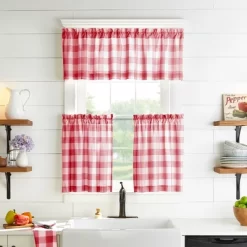 Farmhouse Living Buffalo Check Kitchen Tier Window Curtain Set Of 2 - Elrene Home Fashions