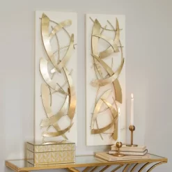 Set Of 2 Metal Abstract Dimensional Wall Decors With Wood Backing Gold - Olivia & May 31 Set Of 2 Metal Abstract Dimensional Wall Decors With Wood Backing Gold - Olivia & May -Northlight Store GUEST eb86b88d dae7 4e62 9057 ecd4c6c4b8de