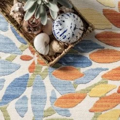 NuLOOM Rosana Floral Machine Washable Indoor/Outdoor Area Rug -Northlight Store GUEST ebc23b71 60c0 44b5 9822 230d33acde83