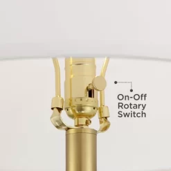 Possini Euro Design Modern Arc Floor Lamp Standing 62 1/2" Tall Warm Gold Offset Arm White Linen Drum Shade For Living Room Reading Family Bedroom -Northlight Store GUEST ec54c047 0dc8 4cb9 a274 7da7f771e230