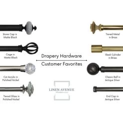 Linen Avenue Grey Stone Cap Single And Double Window Curtain Rod Set