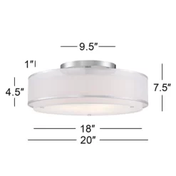 Possini Euro Design Modern Ceiling Lighting Semi Flush Mount Fixture 20" Wide Chrome 3-Light Sheer Outer Off White Inner Drum Shade For Bedroom House -Northlight Store GUEST ed0184b8 dcd7 4ae2 9ef4 45a9237cdc91