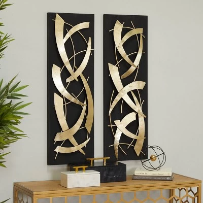 Set Of 2 Metal Abstract Dimensional Wall Decors With Wood Backing Gold - Olivia & May 8 Set Of 2 Metal Abstract Dimensional Wall Decors With Wood Backing Gold - Olivia & May - Image 8