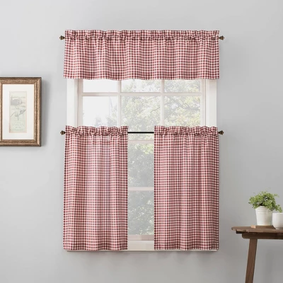 54"x14" Parkham Farmhouse Plaid Rod Pocket Semi-Sheer Kitchen Curtain Valance - No. 918 3 54"x14" Parkham Farmhouse Plaid Rod Pocket Semi-Sheer Kitchen Curtain Valance - No. 918 - Image 3