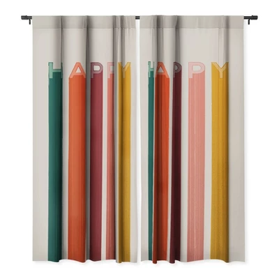 Showmemars Happy Letters In Retro Colors 50" X 84" Single Panel Room Darkening Window Curtain - Society 6 2 Showmemars Happy Letters In Retro Colors 50" X 84" Single Panel Room Darkening Window Curtain - Society 6 - Image 2