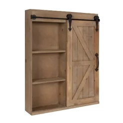 Decorative Wood Wall Storage Cabinet With Vanity Mirror And Sliding Barn Door Rustic Brown - Kate & Laurel All Things Decor -Northlight Store GUEST ed8d64a9 ab2e 416a 9efe 7a2713c031a0