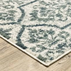 Farrah Floral Trellis Area Rug Ivory/Blue - Captiv8e Designs