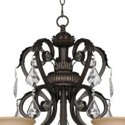 Kathy Ireland French Bronze Chandelier 31" Wide Rustic Crystal Amber Bell Glass 5-Light Fixture For Dining Room House Home Kitchen -Northlight Store GUEST ee29b97c 30f0 466b 95a9 f91a411dcf27