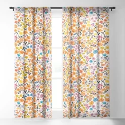 Marta Barragan Camarasa Flowery Meadow Colors Single Panel Sheer Window Curtain - Deny Designs