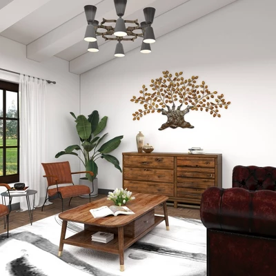 Traditional Metal Tree Indoor Outdoor Wall Decor With Leaves Brown - Olivia & May 14 Traditional Metal Tree Indoor Outdoor Wall Decor With Leaves Brown - Olivia & May - Image 14