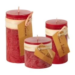 Cranberry Timber Pillar Candles Kit - Set Of 3 -Northlight Store GUEST f01d5412 35eb 4688 b028 33d1fe102522