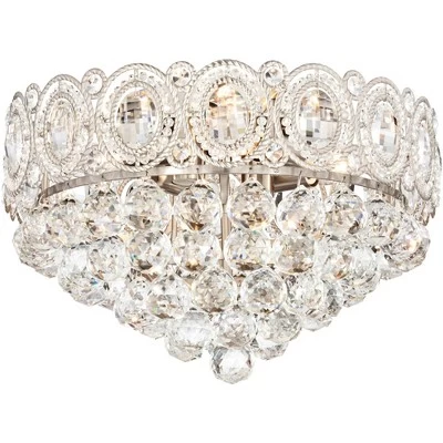 Vienna Full Spectrum Moira Vintage Ceiling Light Flush Mount Fixture 16" Wide Satin Nickel 6-Light Clear Crystal Balls For Bedroom Kitchen Living Room 3 Vienna Full Spectrum Moira Vintage Ceiling Light Flush Mount Fixture 16" Wide Satin Nickel 6-Light Clear Crystal Balls For Bedroom Kitchen Living Room - Image 3