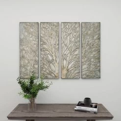 Metal Tree Wall Decor With Embossed Design Set Of 4 Brown - Olivia & May -Northlight Store GUEST f3750e04 06b1 4703 9474 e0b3450c793f