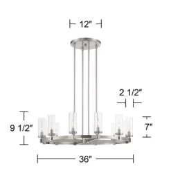 Stiffel Brushed Nickel Wagon Wheel Chandelier 36" Wide Modern Clear Glass Shade 12-Light Fixture For Dining Room House Kitchen -Northlight Store GUEST f3efc9c0 56d2 44bc 91d8 0f996815d49c