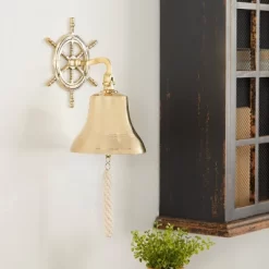 Brass Bell Wall Decor With Ship Wheel Backing - Olivia & May -Northlight Store GUEST f461e4bd 482d 4492 bd95 e9f96b3d871b