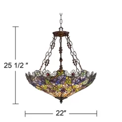 Robert Louis Tiffany Bronze Pendant Chandelier 22" Wide Rustic Floral Garden Stained Glass 3-Light Fixture For Dining Room House Foyer Kitchen Island 15 Robert Louis Tiffany Bronze Pendant Chandelier 22" Wide Rustic Floral Garden Stained Glass 3-Light Fixture For Dining Room House Foyer Kitchen Island -Northlight Store GUEST f4adaa8f 674a 4c25 b6bf 07bf7b44ef0f