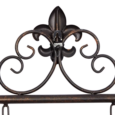 Metal Fleur De Lis Suspended Wall Decor With Scrollwork Hanger Bronze - Olivia & May 7 Metal Fleur De Lis Suspended Wall Decor With Scrollwork Hanger Bronze - Olivia & May - Image 7