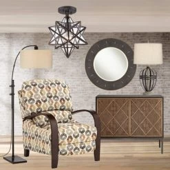 Franklin Iron Works Cuthbert Modern Farmhouse Ceiling Light Semi Flush Mount Fixture 11" Wide Black Iron Moravian Star Clear Glass Panels For Bedroom -Northlight Store GUEST f61eb74a 5464 4b92 8fa7 f7f16f52a045