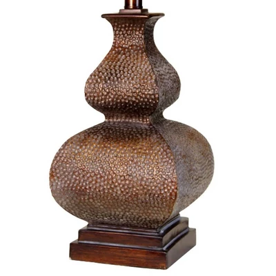 Berkshire Brown Table Lamp With White Hardback Fabric Shade - StyleCraft 2 Berkshire Brown Table Lamp With White Hardback Fabric Shade - StyleCraft - Image 2