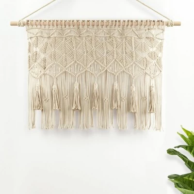 40"x30" Boho Macrame Tassel Cotton Window Valance Tan - Lush Décor 1 40"x30" Boho Macrame Tassel Cotton Window Valance Tan - Lush Décor